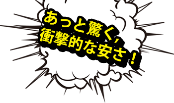 あっと驚く衝撃的な安さ！